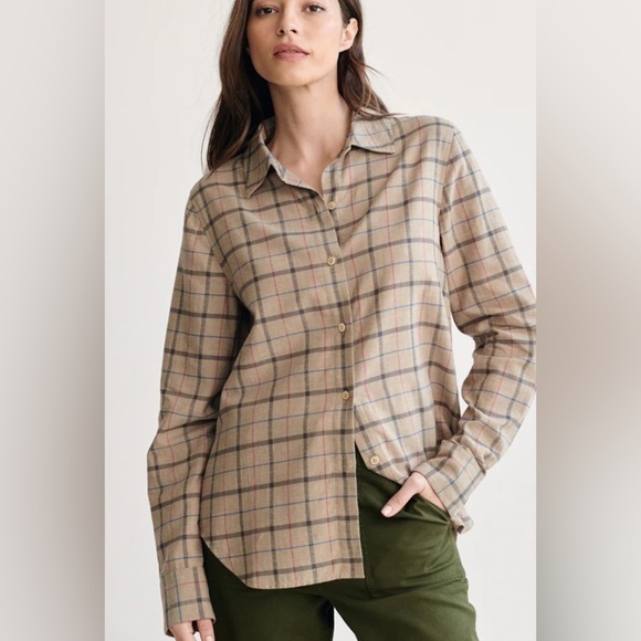 Jenni Kayne Lightweight Flannel Taupe Plaid Size XS - Picture 1 of 10